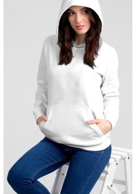 Resim Nevermind Kadın Kapüşonlu Sweatshirt Paradise Yazı Ve Kelebek Desenli Overs Beyaz 