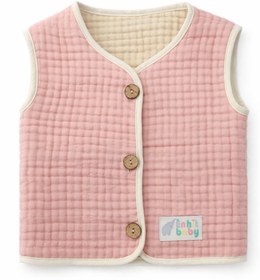 Resim Müslin Bebek & Çocuk Yeleği | Serin Günler İçin 2.5 TOG Kumaş | (6 Ay - 8 Yaş) - Toz Pembe / 6-12 ay 