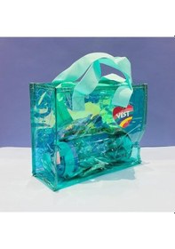 Resim Holografik Denizkızı Şeffaf Çocuk El Çantası Işıltılı Su Geçirmez Hafif Model 17x13x3cm 
