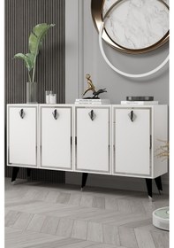 Resim 8211-32dd Kb150 Konsol, Tv Ünitesi Beyaz-siyah-gümüş Beyaz-siyah-gümüş 