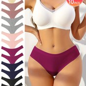 Resim 10'lu Rastgele Paket, Kabartmalı Düz Renk Düşük Bel Seksi Kadın Tanga, Rahat Nefes Alabilen Esnek İç Çamaşırı Seti 