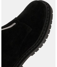 Resim Ziva Kadın Siyah Süet Deri Fermuarlı Bot Siyah Süet 