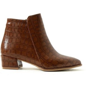 Resim Laura Sivri Burun Desen Detaylı Topuklu Bot Kahverengi 