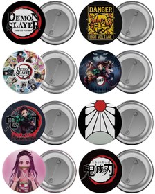 Resim Saturn Demon Slayer Çanta Rozeti Seti 8 Adet En Büyük Boy 5.8cm Iğneli Broş Iblis Keser 