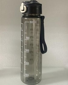 Resim Saban Siyah Şeffaf Pipetli Matara - 900 ml Sızdırmaz Kapaklı Suluk, Plastik 