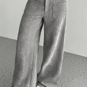 Resim Yüksek Bel Kadife Geniş Paça Pantolon - Çok Cepli, Makinede Yıkanabilir, Her Mevsim Rahat ve Çok Amaçlı | Yüksek Bel Pantolon LL256 