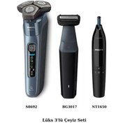 Resim Philips Islak/kuru Sinek Kaydı Tıraş - Banyo Vücut Bakım - Kulak-burun Tüy Kesme Makinesi 3'lü Çeyiz Seti 3 - 4 Saat 