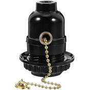 Resim Fermuarlı Aydınlatma Armatürü Çekme Anahtarı Lamba Tutucu Tavan Aydınlatma Duyu Aksesuarı Siyah 