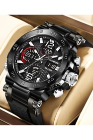 Resim Lige Sporcu Tasarım Sağlam Suya Dayanıklı Analog Dijital Led Aydınlatmalı Erkek Kol Saati FB077 