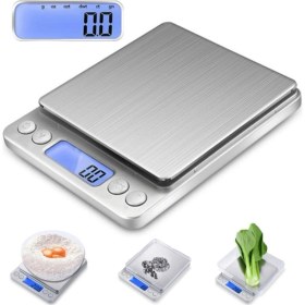 Resim Hassas Dijital Taşınabilir Elektronik Tartı 2000 Gr, 0.1 Gr, Mutfak ve Kuyumcu Terazisi 