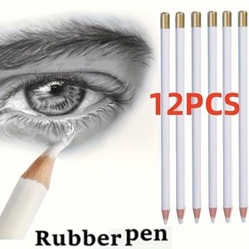 Resim 12 adet Profesyonel Kauçuk Kalemler - Sanat Detaylandırması, Yazı Düzeltmesi ve Boyama için Yuvarlak Kavak Silgileri - Çizim ve Detay Çalışmaları için İdeal, Sanat Malzemeleri | Yuvarlak Silgiler | Kavak Malzemesi 