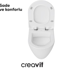 Resim Creavit Terra Thermoplast Yavaş Kapanan Klozet Kapaklı Beyaz Set 