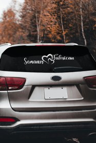 Resim STİCKERCI BEY Düğün Nişan Söz Araba Arkası Yazısı Kişiselleştirilebilir Sticker Süsü Folyo Sticker 