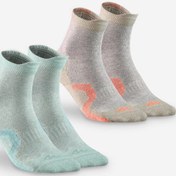Resim Çocuk Outdoor Çorabı - 2 Çift - Uzun Konç - Bej / Açık Yeşil - Crossocks 