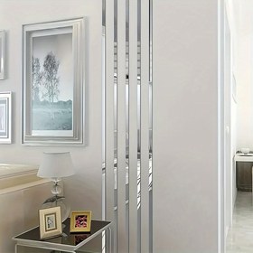 Resim 10 Adet Kendinden Yapışkanlı Esnek Duvar Stickerları Canlılık Dolu Akrilik Ayna Şerit Stickerları Altın, Gümüş, Siyah Çıkarılabilir Stickerlar Duvar Çerçevesi/Duvar Kağıdı Sınırı/Bel Çizgisi için 1.5*44.98cm 