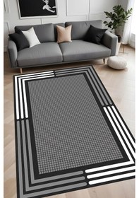 Resim Rovigo Home Dijital Baskı Yıkanabilir Kaymaz Taban Salon Halısı Ve Yolluk Rvg0990-fnl240 Gri 