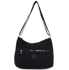 Resim Sanmorris Kadın Suya Dayanıklı Kumaş 5 Gözlü Çapraz Askılı Bej Okul Seyahat Ve Omuz Çantası 3051 Siyah 