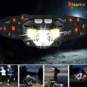 Resim 1 Adet 1200LUMEN Ultra-Hafif IPX4 Parlak Şarj Edilebilir LED Baş Lambası, Beyaz ve Kırmızı Işıklı Hareket Sensörlü Fener, Yetişkinler ve Çocuklar için Kampçılık Koşu Balık Tutma Acil Durum İçin 8 Modlu 