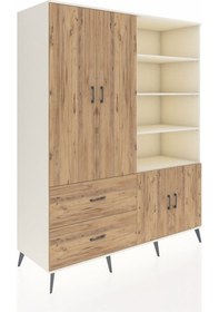 Resim Kronos Gardrop 7 Raflı 2 Çekmeceli Tek Askılı 176x59x221 Aytaşı-çam Çam 