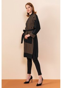 Resim Serpil Exclusive Çizgili Modern Tunik Şık Ve Zarif Tasarım Siyah-haki 