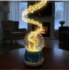 Resim Pilli Işıklı Müzikli Kar Küresi Frozen Karlar Ülkesi Figürlü Eğlenceli Masaüstü Biblo, Led Aydınlatm 