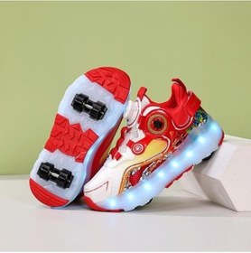 Resim Snapbuy High Quality Shoe Bag Çocuk Dört Tekerlekli Işıklı Spor Ayakkabı Led Işıklı Paten Usb Şarj Aruba Kırmızı 