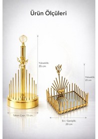 Resim 2li Gold Metal Aynalı Çiçek Model Lüks Kare Peçetelik Ve Gold Metal Çiçek Model Lüks Havlu Peçetelik Altın 