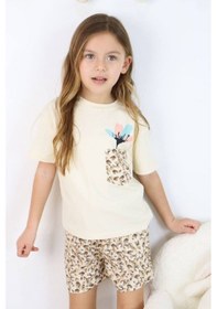 Resim Jollykids Kız Çocuk Cep Detaylı Dokuma Şortlu Takım-bej 