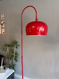 Resim Kırmızı Lambader Hareketli Başlık Modern Dekoratif Metal Oturma Odası Çalışma Odası Zemin Lambası 6940 Kırmızı 