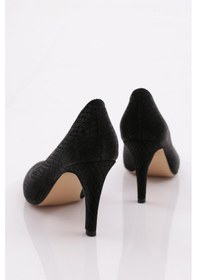 Resim Dgn 1002 Kadin Topuklu Stiletto Ayakkabi 1002-2453-R11294 Siyah Baskılı 