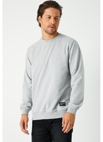 Resim MMetalic Basic Bisiklet Yaka Erkek Sweatshirt Gri 