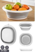 Resim BLUE HOME'S 2'li Set Katlanır Badya Leğen Akordiyon Katlanabilir Badya 5,25 Lt - 2,7 Lt 