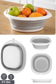 Resim BLUE HOME'S 2'li Set Katlanır Badya Leğen Akordiyon Katlanabilir Badya 5,25 Lt - 2,7 Lt 