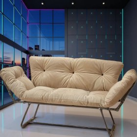 Resim Milano Chic Katlanır Yataklı Kanepe - Mekanizmalı Krem Ikili Çekyat, Modern ve Konforlu 