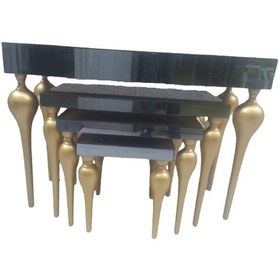Resim Dresuar-Zigon TOMBUL ayak Model Kayın Torna MDF tabla Parlak gold Boya İskelet Füme cam Kaplam El Yapım Sarı 