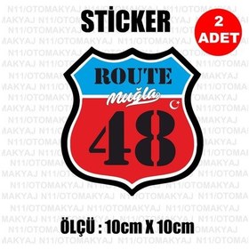 Resim 48 Muğla Plaka Rota Sticker Araba Kask Motosiklet Laptop Etiket 