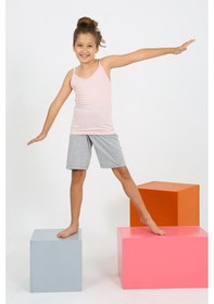 Resim Akbeniz Kız Çocuk İp Askılı Şortlu Penye Pembe Pijama Takım 20430 