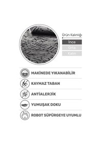 Resim Venüs Yumuşak Pamuk Dokuma Kilim Kaymaz Tabanlı Antrasit Iskandinav Halı Salon Ve Mutfak Halısı Antrasit 