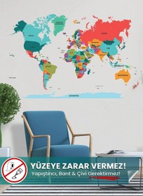Resim Pi Papers Şeffaf Renkli Dünya Haritası - Yapışkansız Tutunan, Elektrostatik Özellikli Akıllı Kağıt (türkçe) 