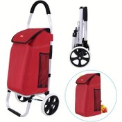 Resim Su geçirmez astarlı dayanıklı katlanabilir market arabası, büyük kapasiteli market arabası, ev eşyaları, çamaşır, kamp ve açık hava etkinlikleri için ideal Sevgililer Günü hediyesi kadınlar için, pratik market arabası | Geniş Tasarım | Dayanıklı Tekerlekler, Market Arabası 