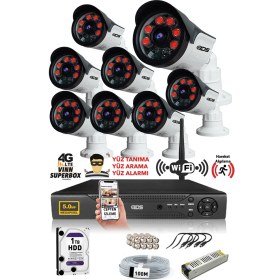 Resim Ids - 8 Kameralı 5 Mp Sony Lensli 1080P Full HD Güvenlik Kamerası Sistemi - Cepten İzle - 1 TB Dış 