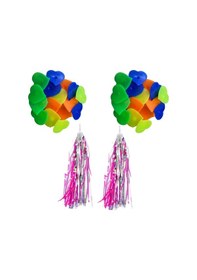 Resim Bisiklet Süsleri 30 Adet Kalp - 1 Takım Püskül Sağ Ve Sol Pembe Püsküllü Çok Renkli 