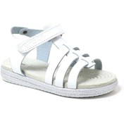 Resim Artico Bellini Vaketa Hakiki Deri Beyaz Kız Bebek Çocuk Sandalet Beyaz 