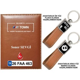 Resim Plakanıza Özel Bmw Town Logolu Taba Ruhsat Kabı Ve Anahtarlık 
