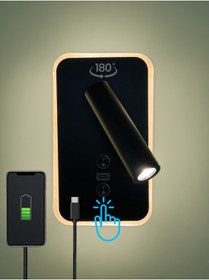 Resim İNEPROF Type-C Girişli LED Duvar Okuma Lambası – Başucu & Çalışma Apliği (Çelik Gövde) 