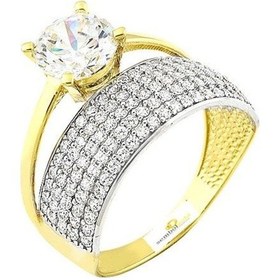 Resim Altın Tektaş Alyans Yüzük Twin Model 285809061 