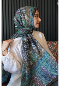 Resim Afvente Karma Motif Desen Haki Soft Pamuk Şal Çok Renkli 