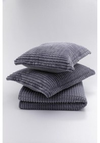 Resim Merinos Modern Line 3 Parça Battaniye Seti - Antrasit 