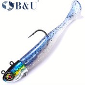 Resim Yumuşak Balık Yemi Kuyruklu Jig Başlı Minnow Yapay Yem Tuzlu Su Levrek Yüzme Takımı 