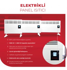 Resim MAKTEK 1500 Watt LCD Ekranlı Elektrikli Isıtıcı Panel Konvektör Isıtıcı (Ayaklar ve askı aparatı dahil) 